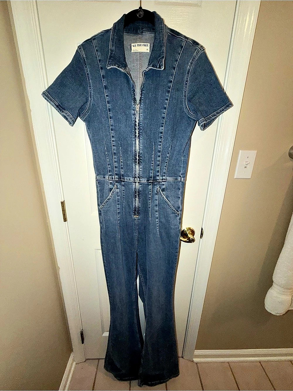 We The Free Jayde Flare Jumpsuit Blue Size Medium